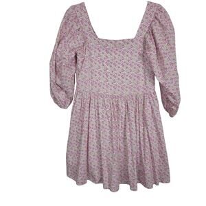 Storia Pink Floral Babydoll  Mini Dress Fairy Cottagecore Peasant Cocktail S